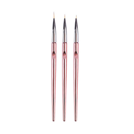 Набор кистей для прорисовки тонких линий и узоров с розовой ручкой, 3 шт.
